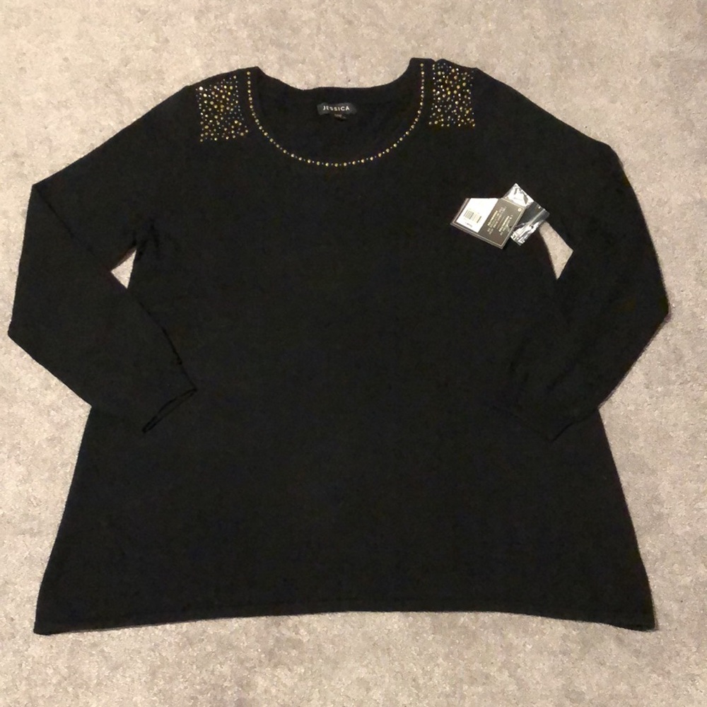 NWT Jessica Black Long-Sleeve Top (Petite)